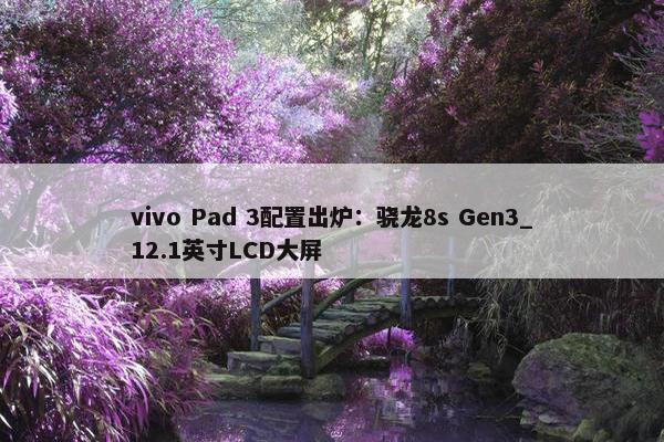 vivo Pad 3配置出炉：骁龙8s Gen3_12.1英寸LCD大屏